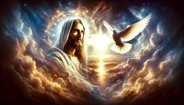 Dove descends on Jesus Christ the son of God