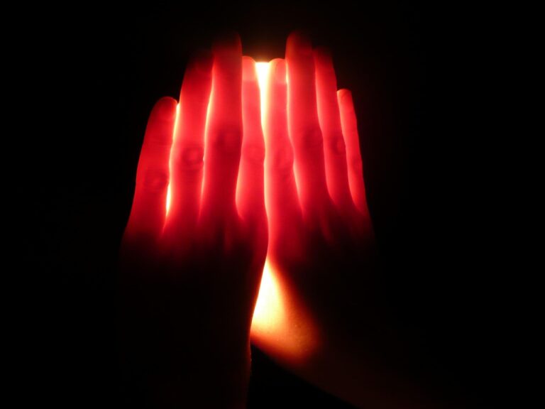 hands, light, translucence, shine through, red, transparent, mystic