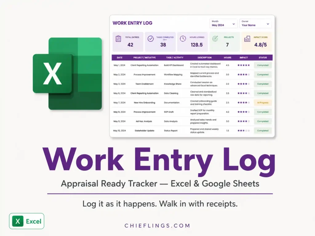 Free Work Entry Log Template — Performance Appraisal Tracker for Christian Professionals